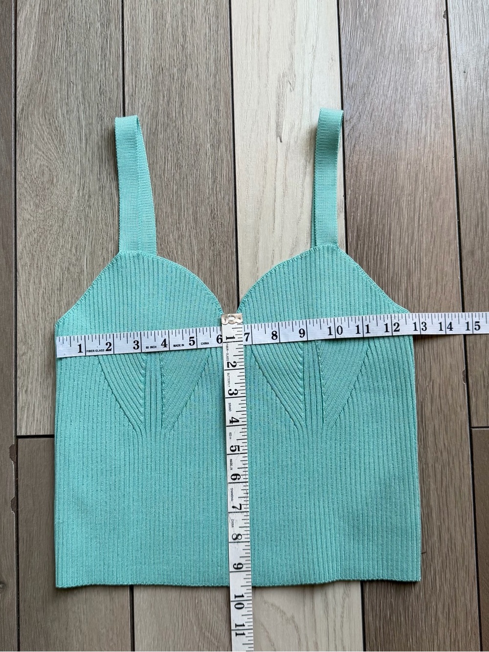 VINCE Sweetheart Rib Crop Tank In Aqua Dew - Picture 2 of 6